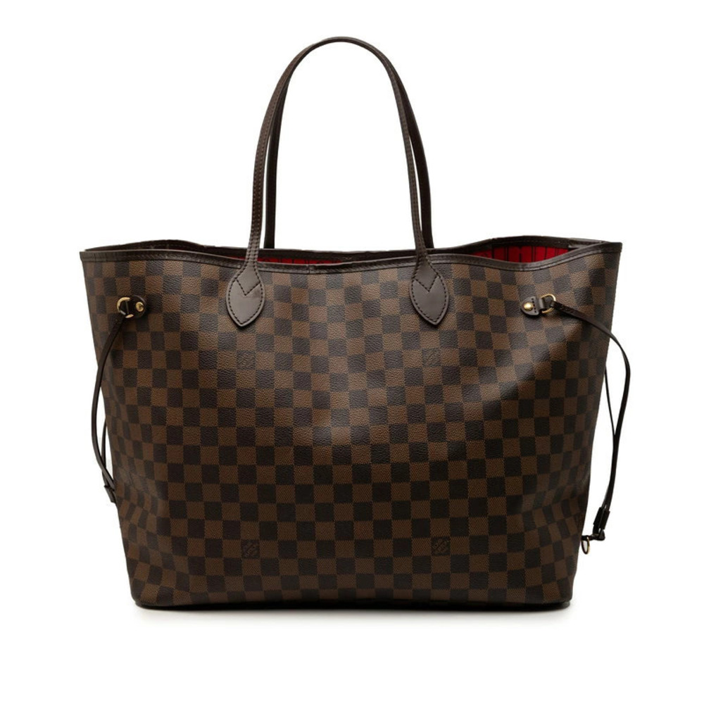 Louis Vuitton Damier Neverfull Tote Bag Shoulder Brown Leather